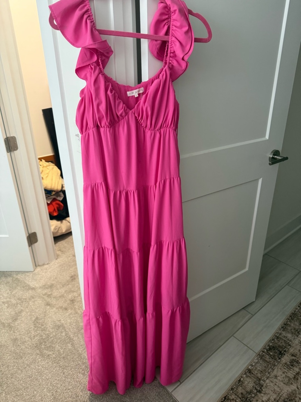 Free the Roses Hot Pink Ruffle Strap Maxi - Picture 2 of 3